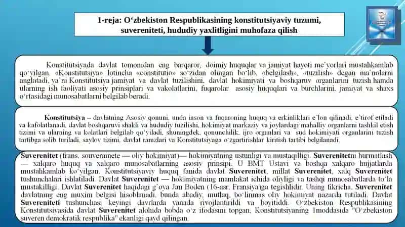 MA’RUZA MAVZUSI:XAVFSIZLIK, MILLATLARARO TOTUVLIK VA DINIY BAG‘RIKENGLIKNI TA’MINLASH TERMIZ – 2020 YIL 3