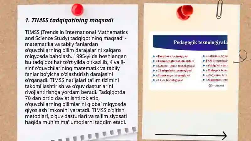 TIMSS tadqiqotining tabiiy fanlar baholash qamrov doirasi, mazmun va mohiyati 3