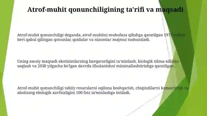 Atrof-muhit qonunchilikvauningahamiyat 3