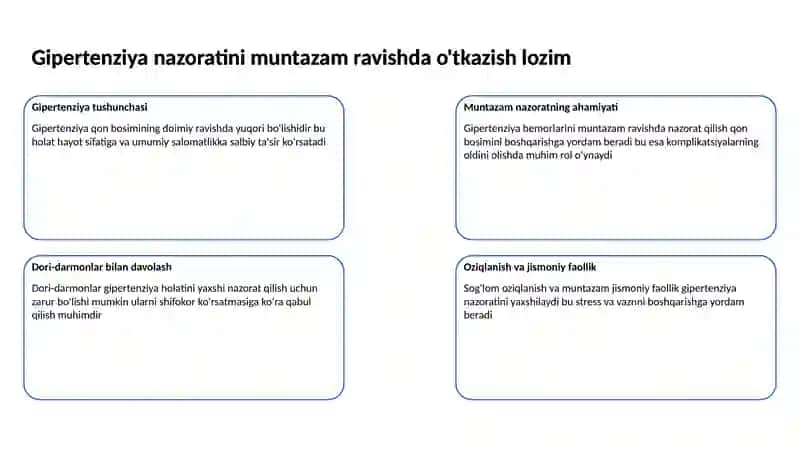 Koronar arteriya kasalliklari, gipertenziya bo'yicha guruhli profilaktik tibbiy maslahatlar berish metodikasi 3