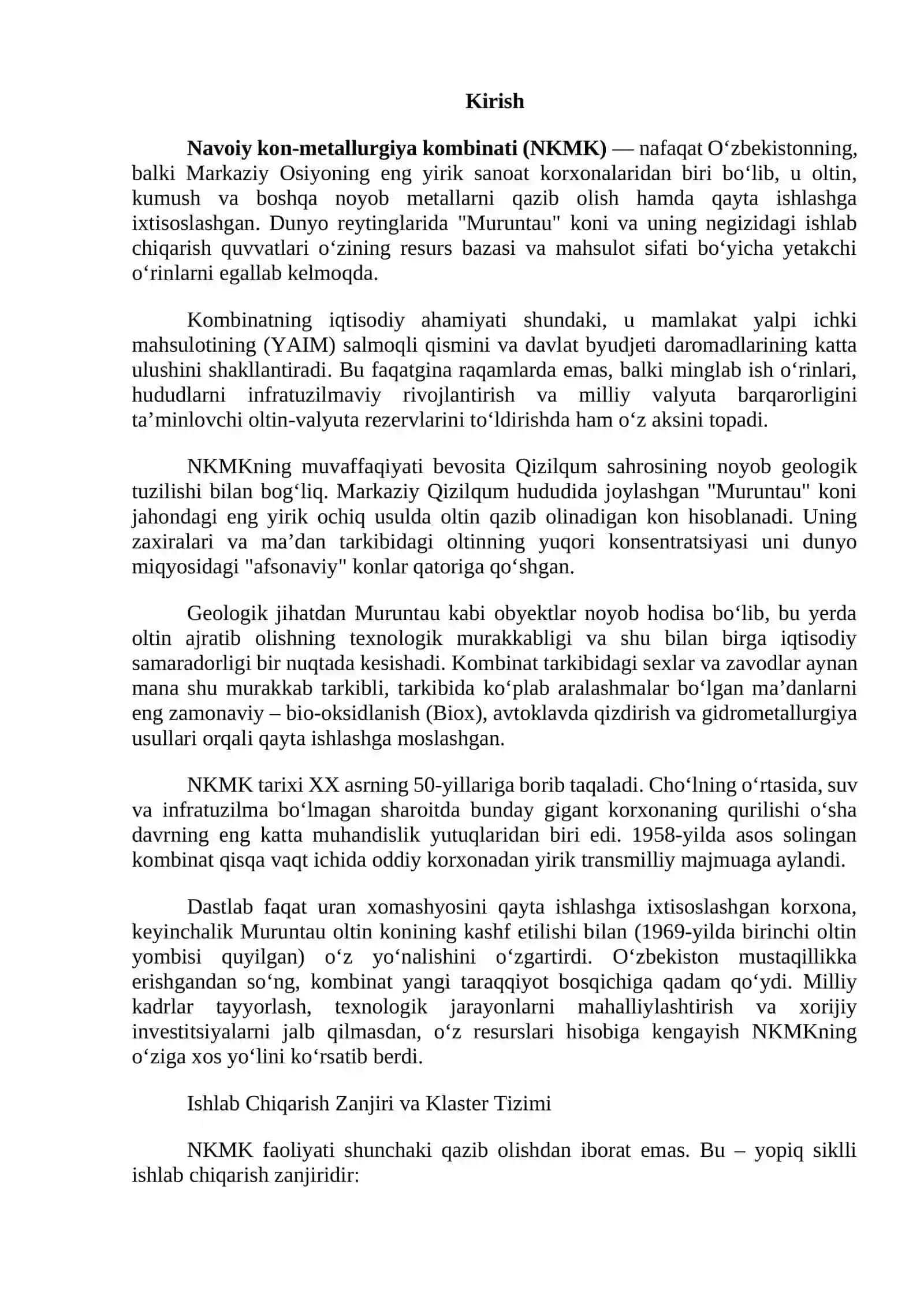 Navoiy kon-metallurgiya kombinati va uning ishlab chiqarish sexlari haqida umumiy ma’lumot 3