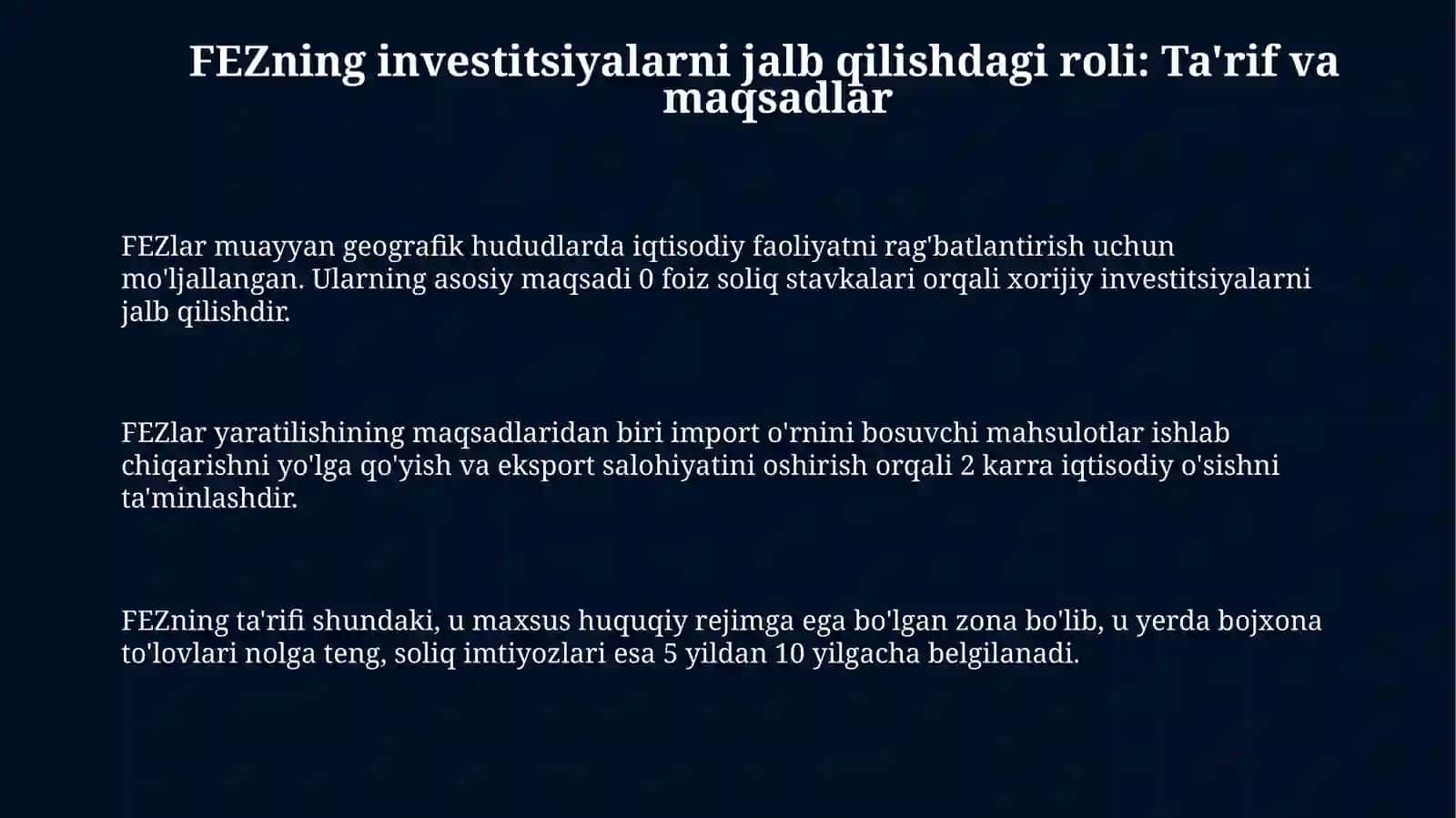 Erkin iqtisodiy hududlarning investitsiyalarni jalb etishdagi o‘rni 3