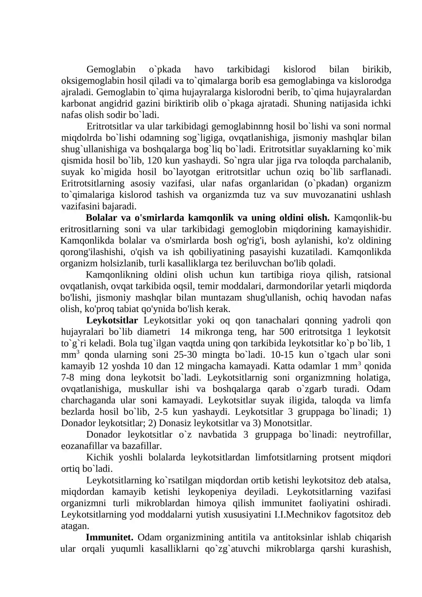 7-Ma’ruza. Qon va qon aylanish tizimining yosh xususiyatlari va gigiyenasi 3