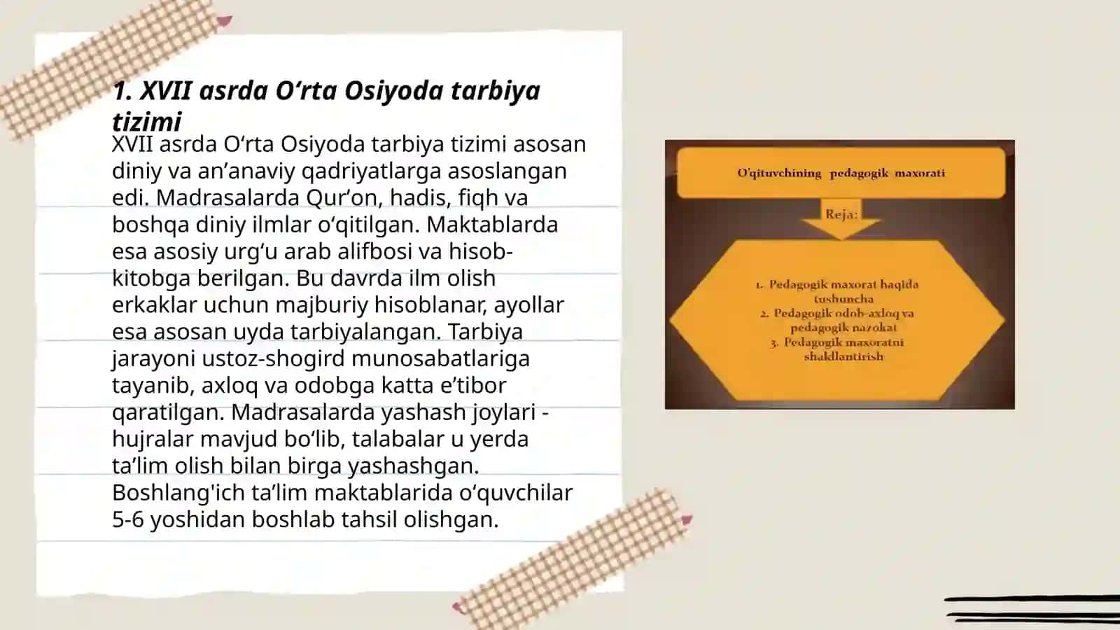 XVII asrdan XIX asrning yarmigacha, tarbiya, maktab va pedagogik fikrlar rivoji 3