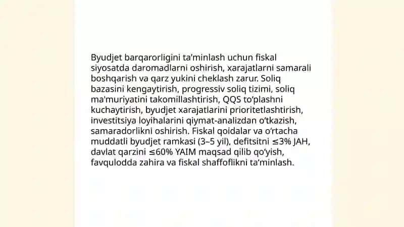 Milliy iqtisodiyotda moliyaviy barqarorlikni taminlash uchun davlat siyosatining ustuvor yoʻnalishlari 3
