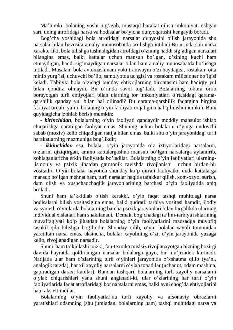 MAVZU. MAKTABGACHA YOSHDAGI BOLALAR PSIXOLOGIYASI. MAKTABGA TAYYORGARLIK MUAMMOSI. KICHIK MAKTAB YOSHI DAVRI 3