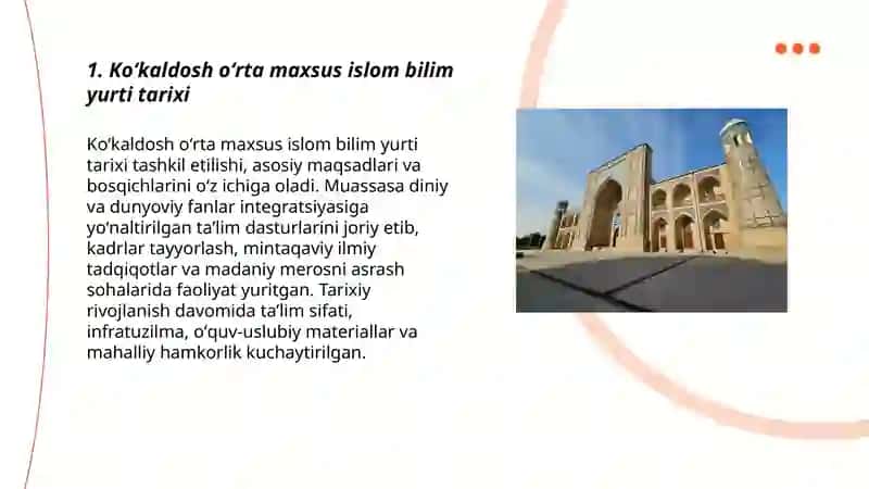 Koʻkaldosh oʻrta maxsus islom bilim yurti 3