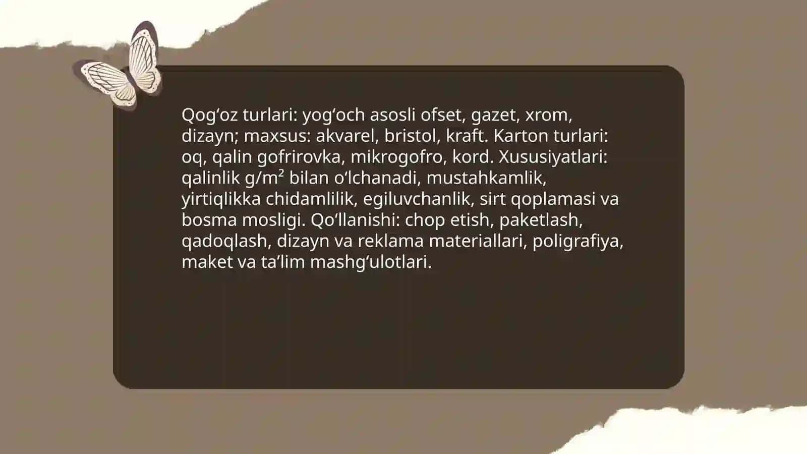 Qog'oz va karton bilan ishlash darslarining mazmuni 3