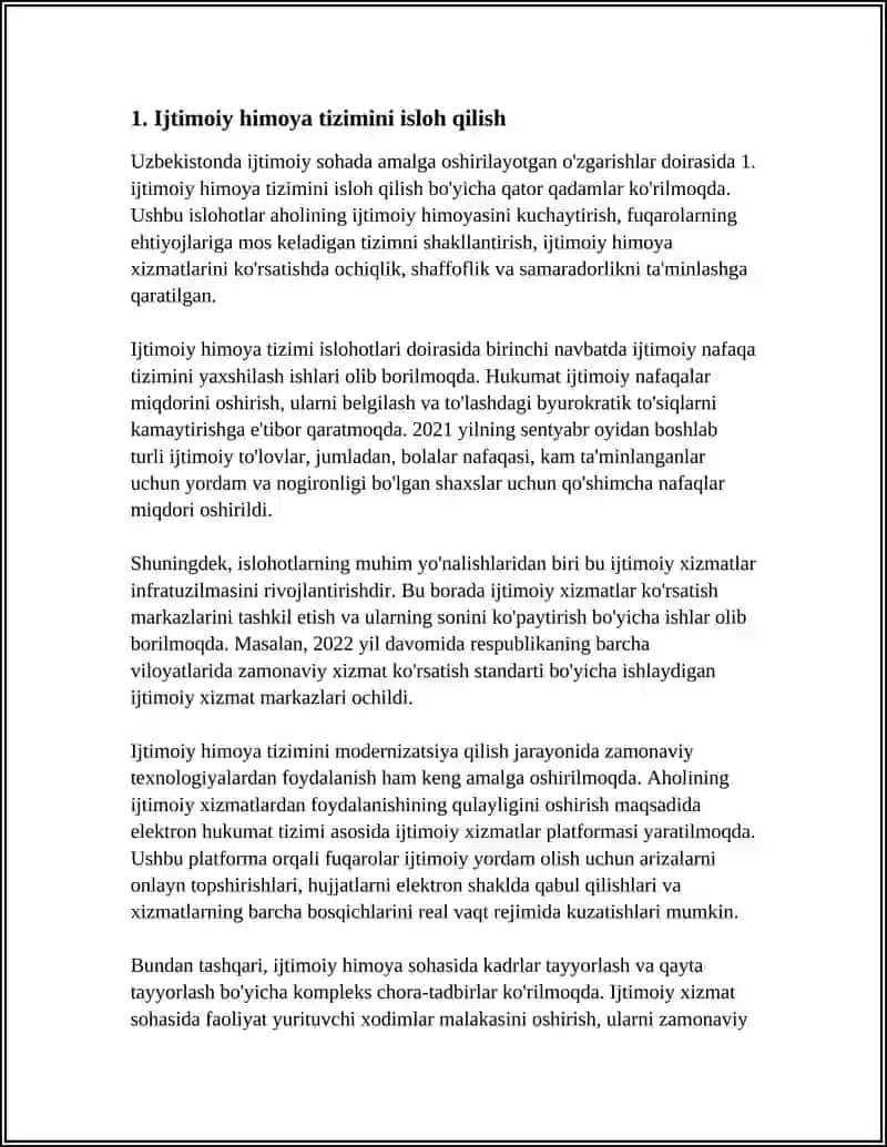 O'ZBEKISTONDA IJTIMOYI SOHADA AMALGA OSHIRILAYOTGAN O'ZGARISHLAR 3