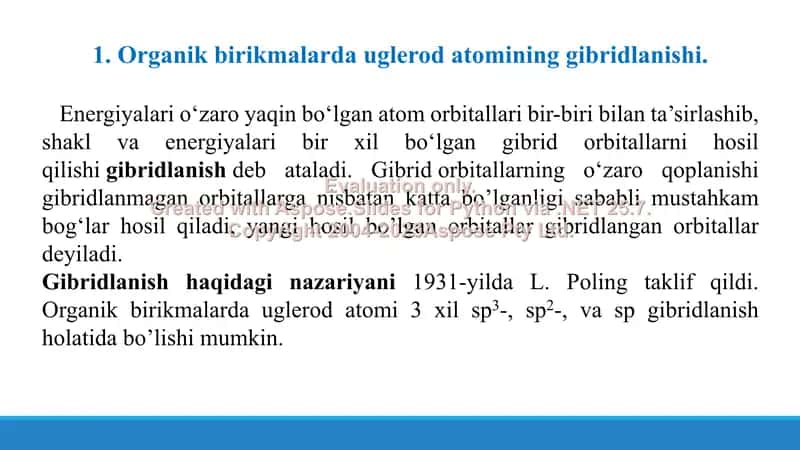 2. Uglerod atomining sp3-, sp2- gibridlanishi. Organik birikmalarning tuzilish izomeriyasi. Taqdimot, 23 bet. 3