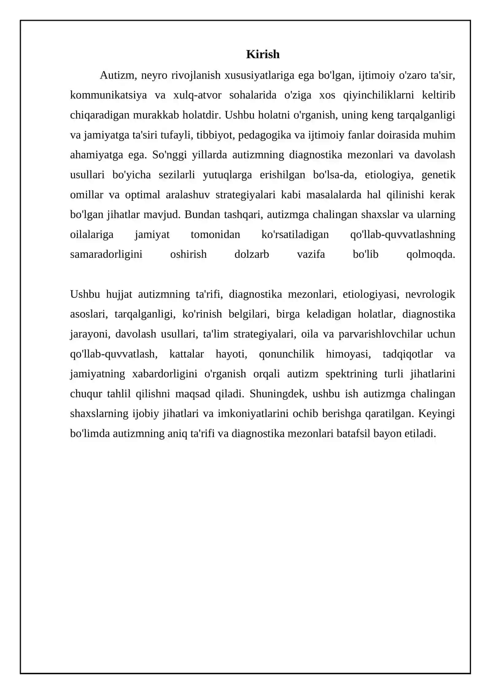 Autizm: Ta'rif, diagnostika va tarqalganlik 3
