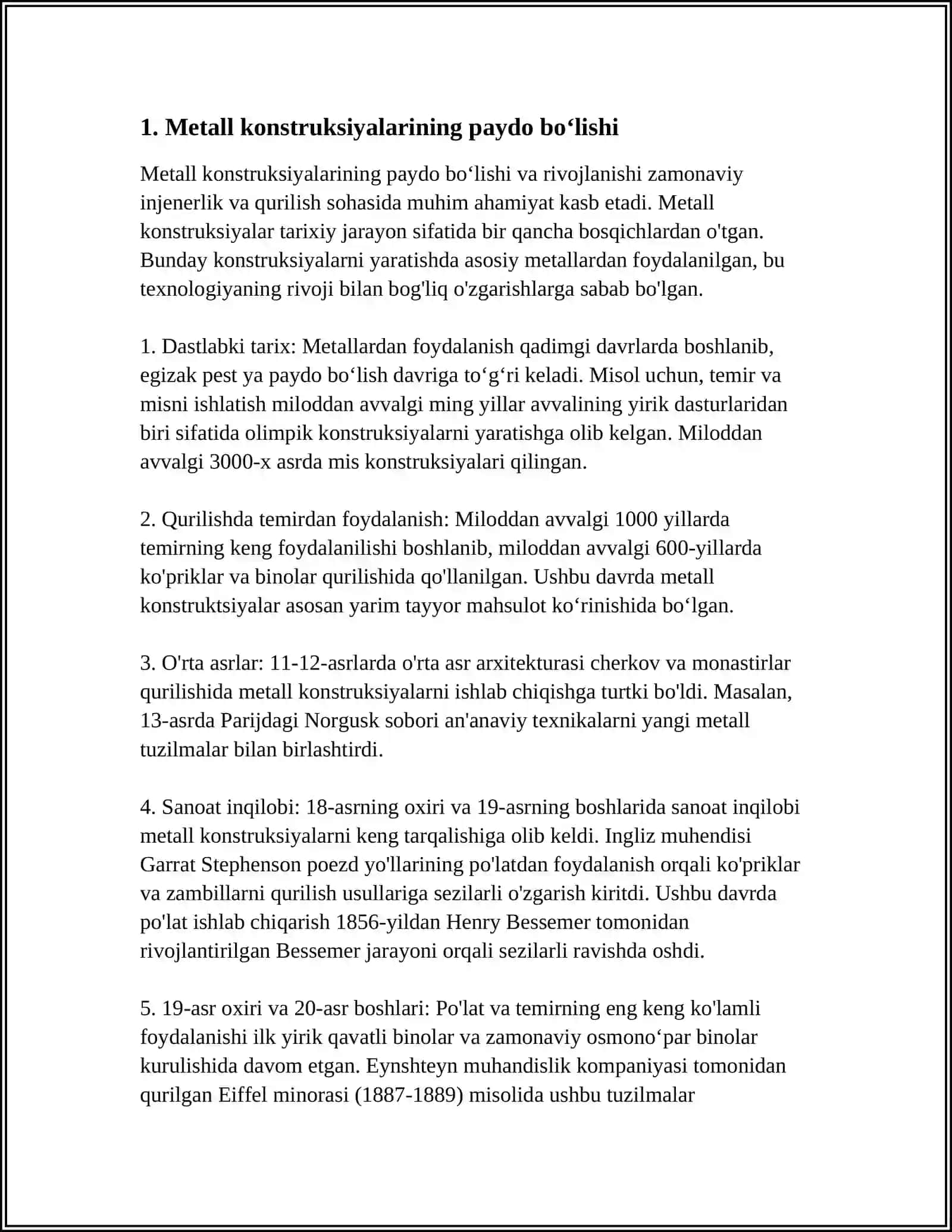 METALL KONSTRUKSIYALARINI QISQACHA RIVOJLANISH TARIXI 3
