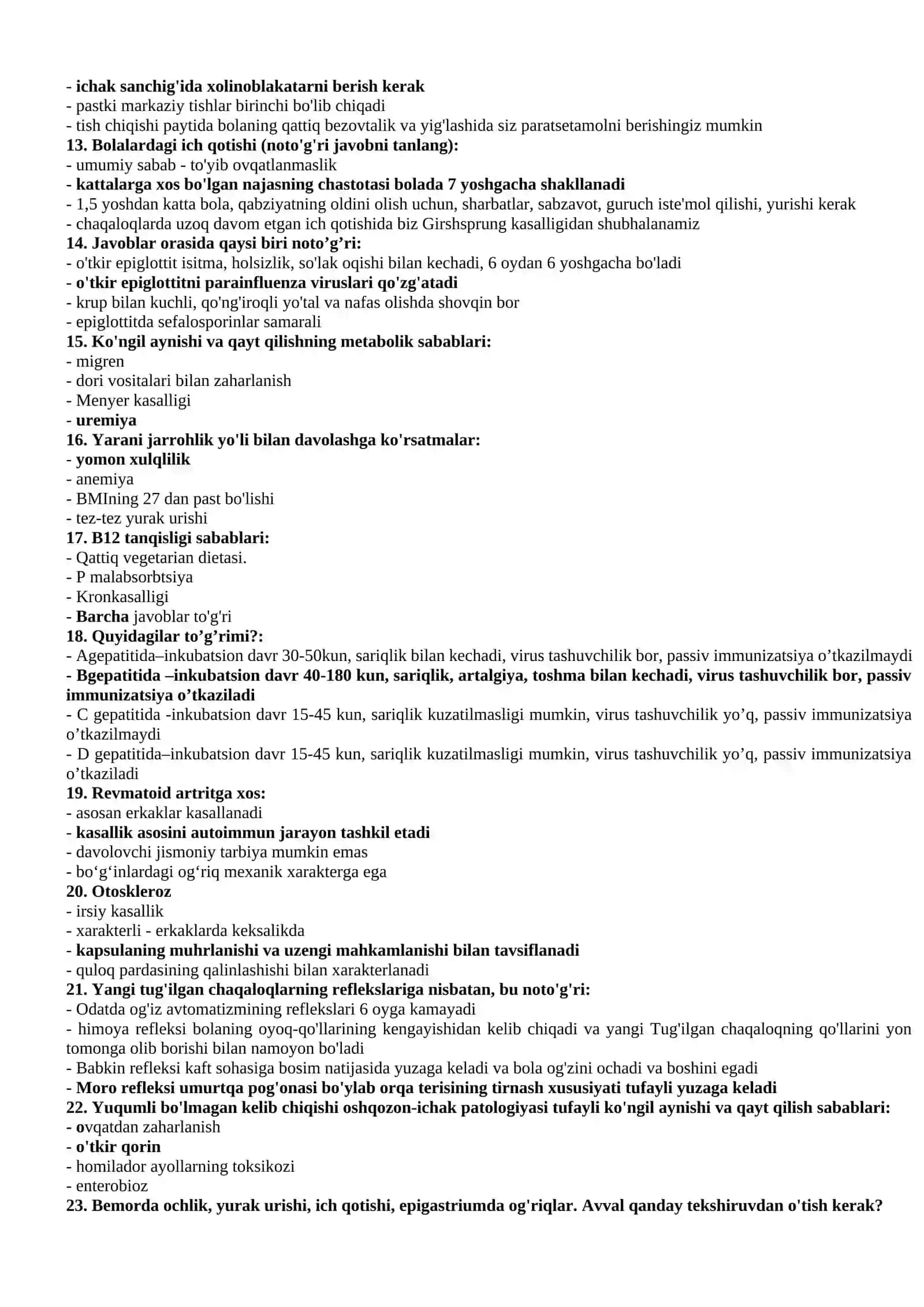 TOIFA JAVOBLARI. UMUMIY AMALIYOT VRACHLARINING TEST JAVOBLARI 2026 YIL 3