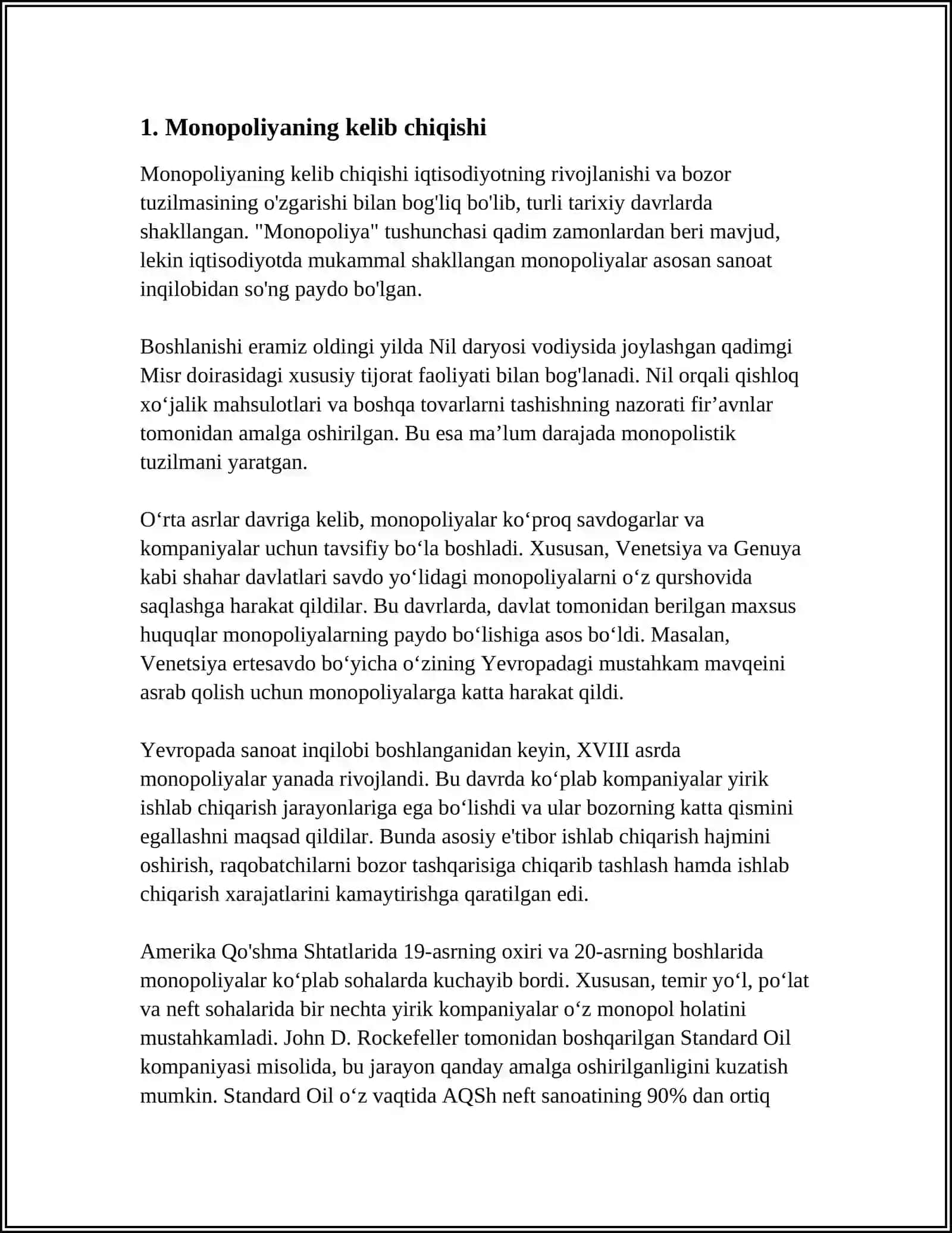 MONOPOLIYALARNING TURLARI: IQTISODIY VA TABIIY MONOPOLIYALAR 3