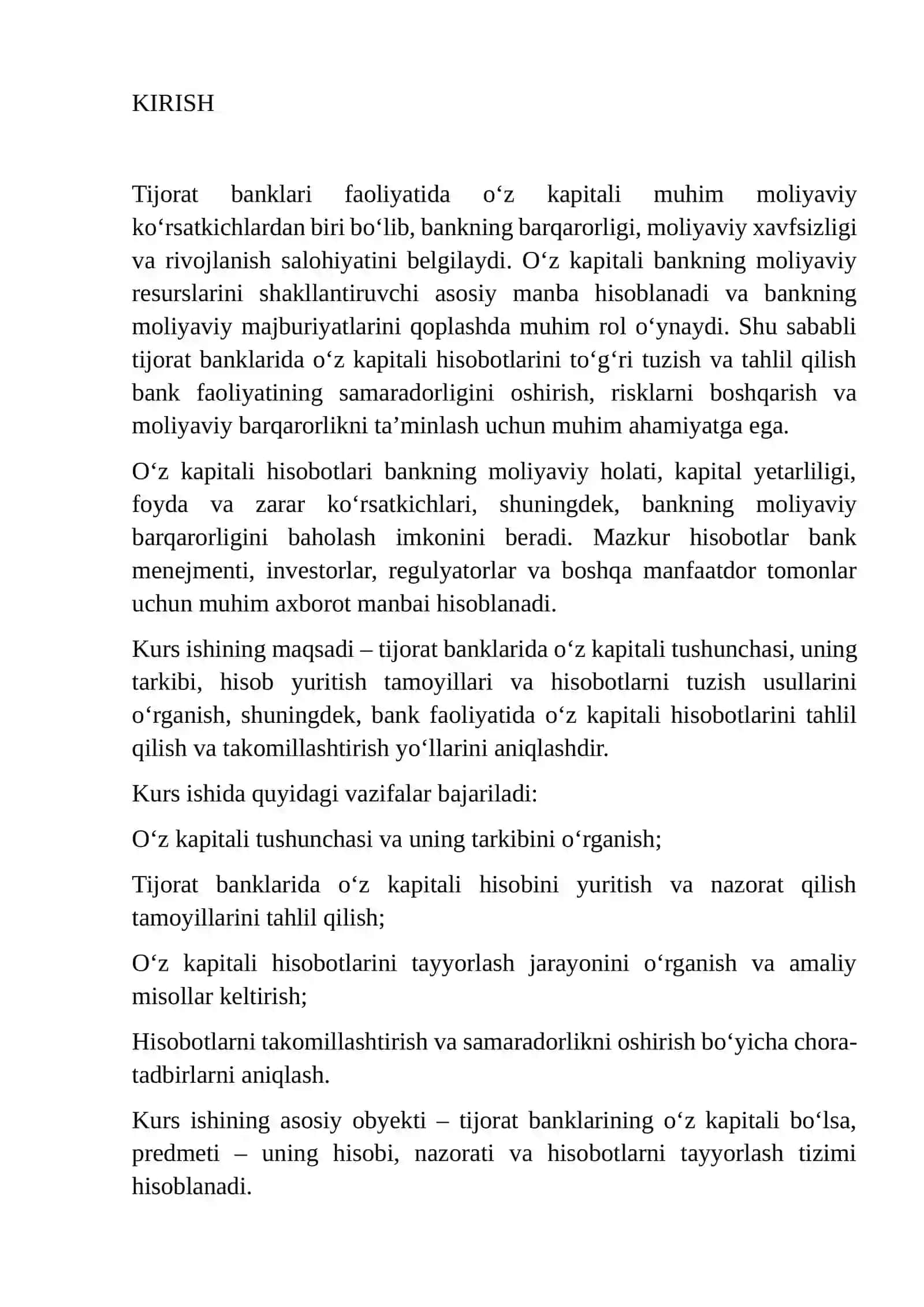 TIJORAT BANKLARIDA O'Z KAPITALI TOG'RISIDAGI HISOBOTLARNI TUZISH 3