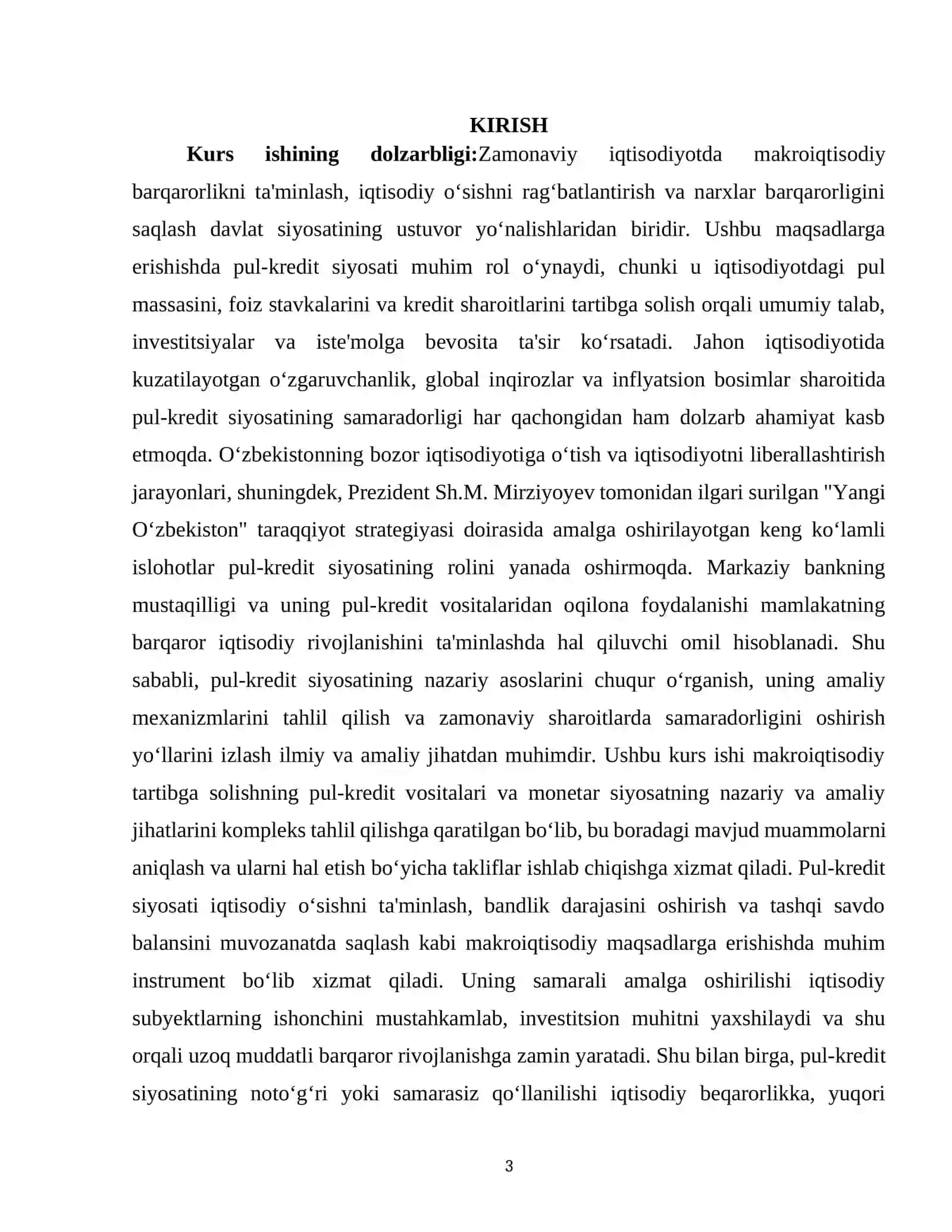 MAKROIQTISODIY TARTIBGA SOLISHNING PUL-KREDIT VOSITALARI VA MONETAR SIYOSAT 3