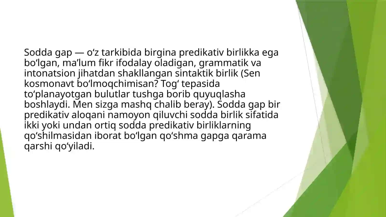 SODDA GAP TURLARI BO’YICHA TAHLILLAR 3