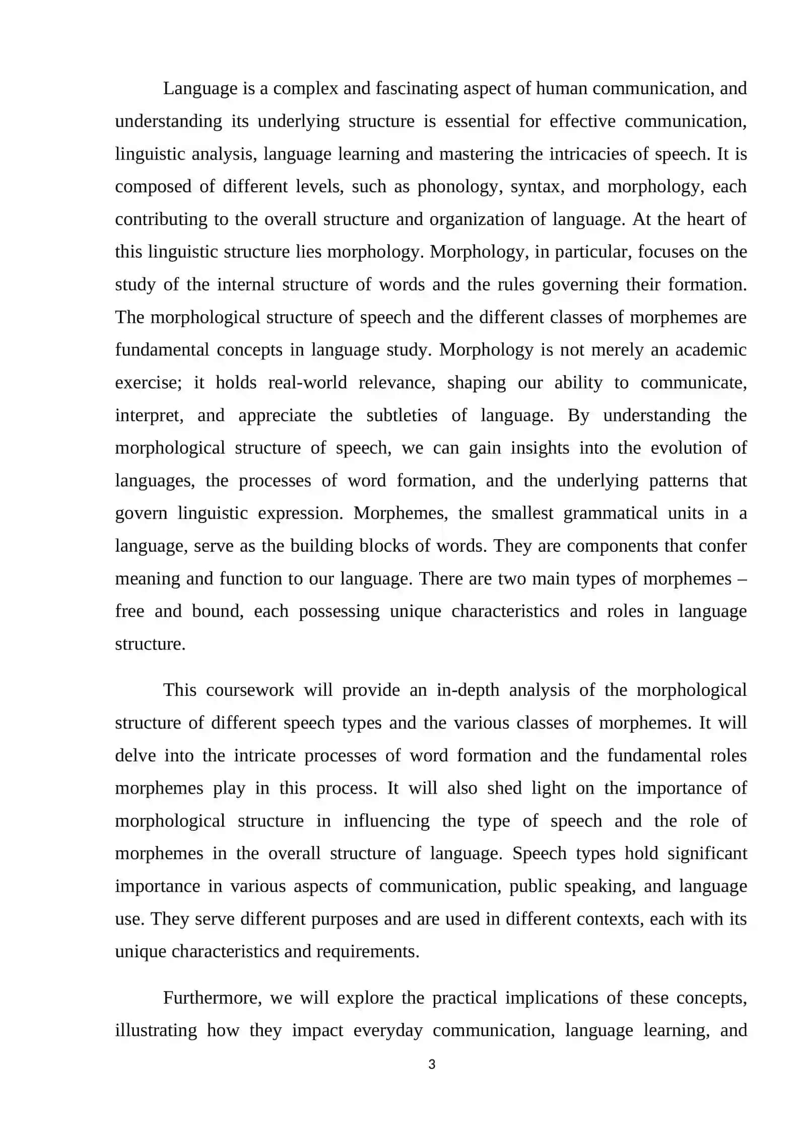 MORPHOLOGICAL STRUCTURE OF SPEECH TYPES AND CLASSES OF MORPHEMES 3