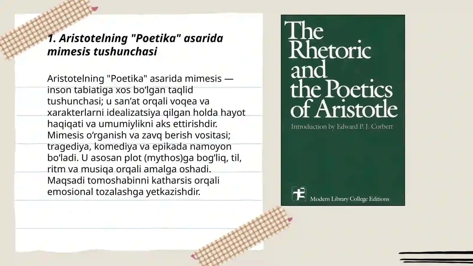 Aristotelning "Poetika va ritorika" asari 3