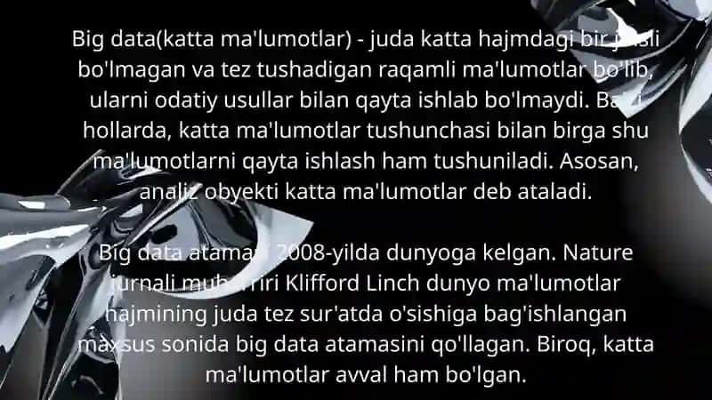 KATTA XOTIRA (BIG DATA) 3