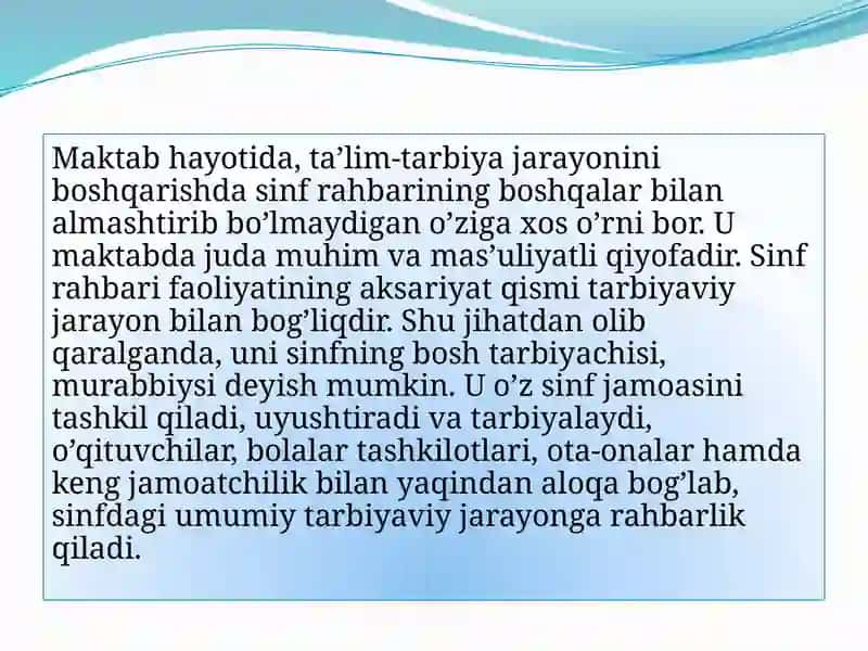 Sinf rahbarining tarbiyaviy faoliyati samaradorligini oshirish usullari 3