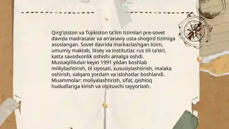 Qirgʻiziston va Tojikiston talim tiziming qiyosiy tahlili 3