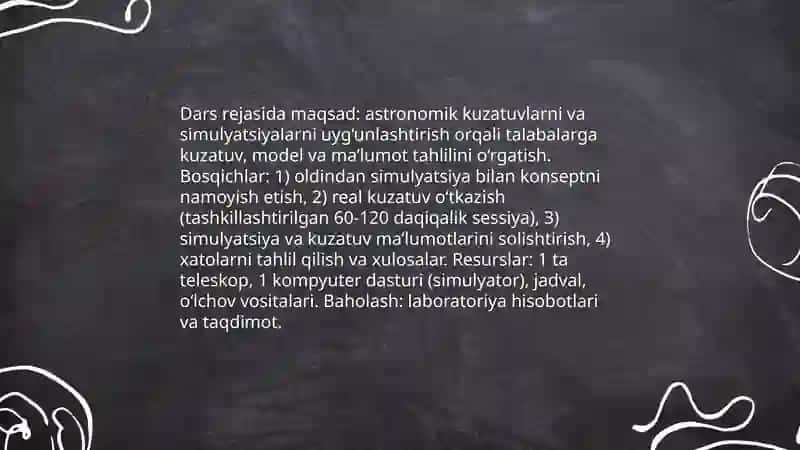 Astronomik kuzatuvlar va simulyatsiyalarni dars jarayoniga integratsiyalash 3