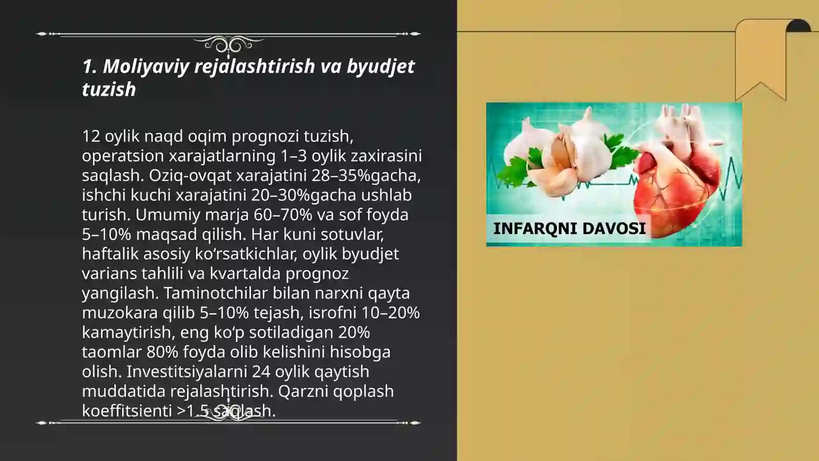 Ovqatlanish korxonasining inqirozga (bankrotlikka) yuz tutishining oldini olish yo’llari 3