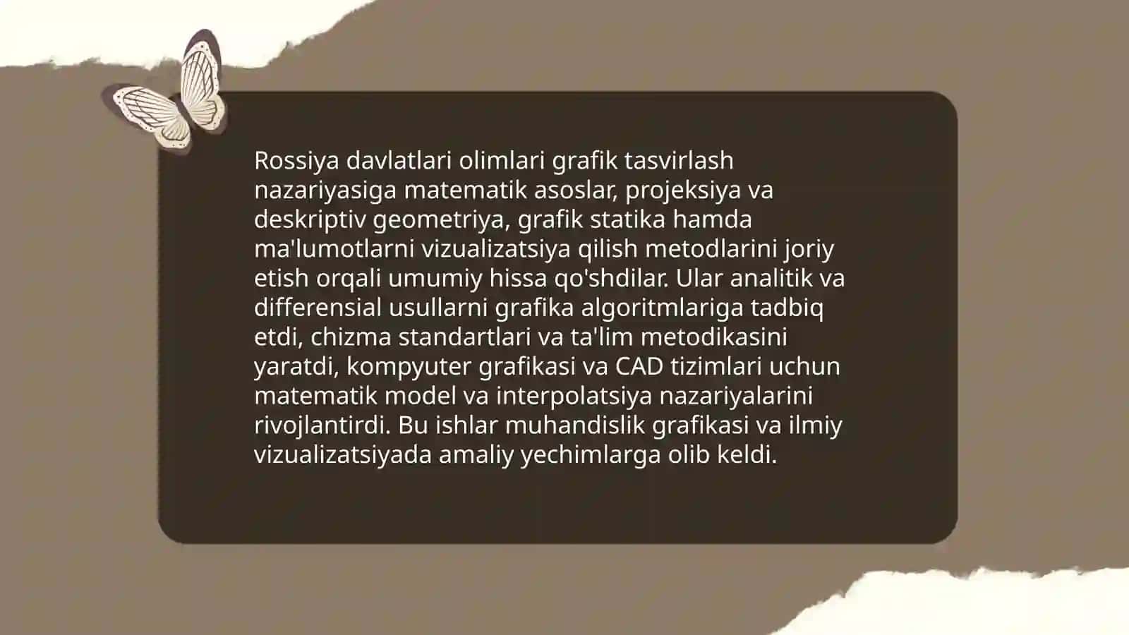 Rossiya davlatlari olimlarining grafik tasvirlash asoslariga qo'shgan hissalari 3