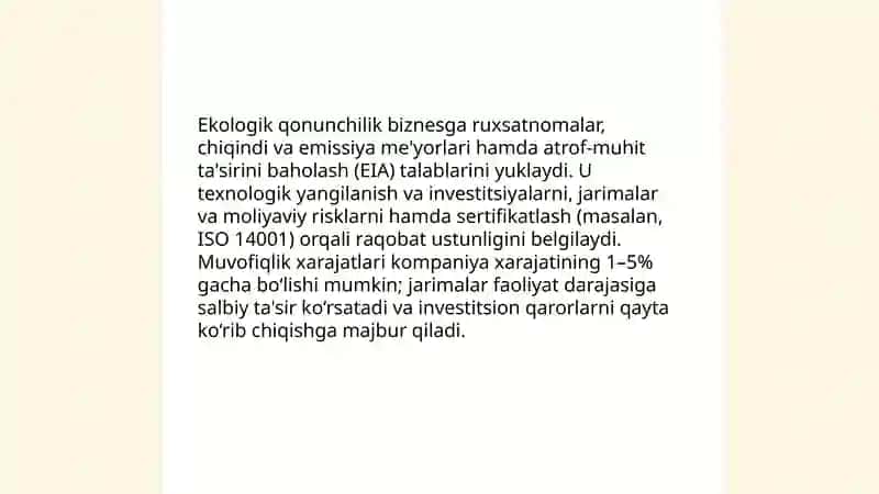 Ekologiyaning biznes faoliyatiga ta'siri 3