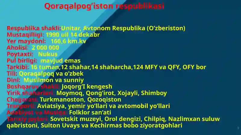 Mustaqillik yillarida Qoraqalpog’iston Respublikasi 3