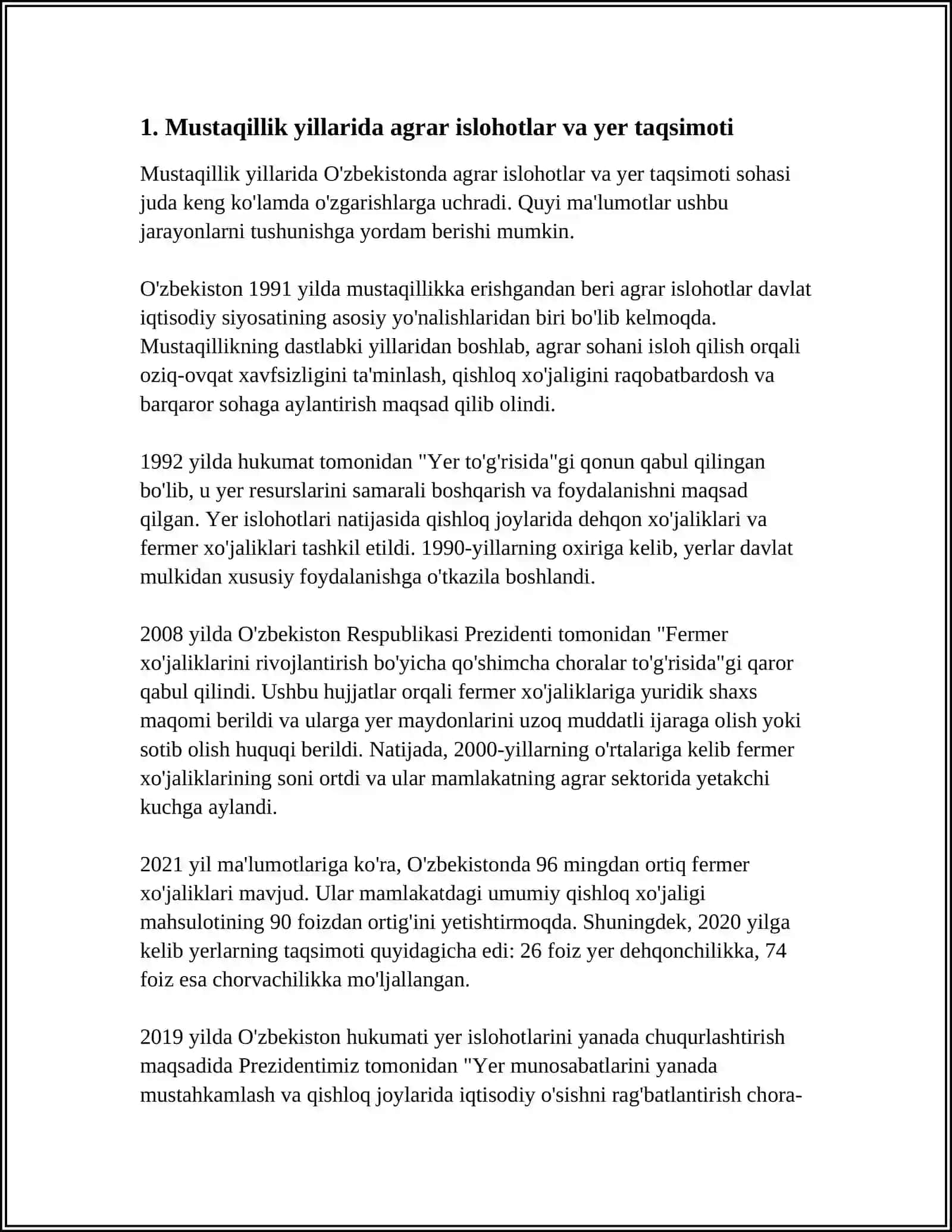 MUSTAQILLIK YILLARIDA QISHLOQ XOʻJALIGI VA SANOAT SOHASIDAGI OʻZGARISHLAR 3