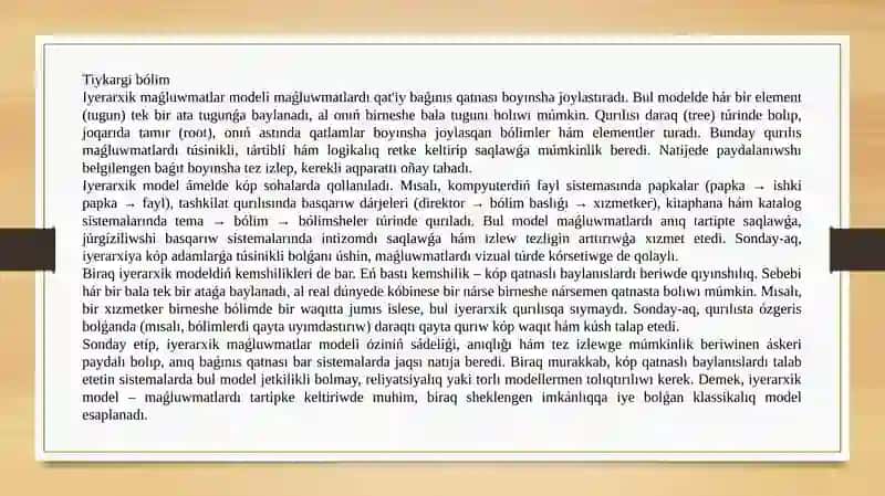 Iyerarxik mag'luwmatlar modeli 3