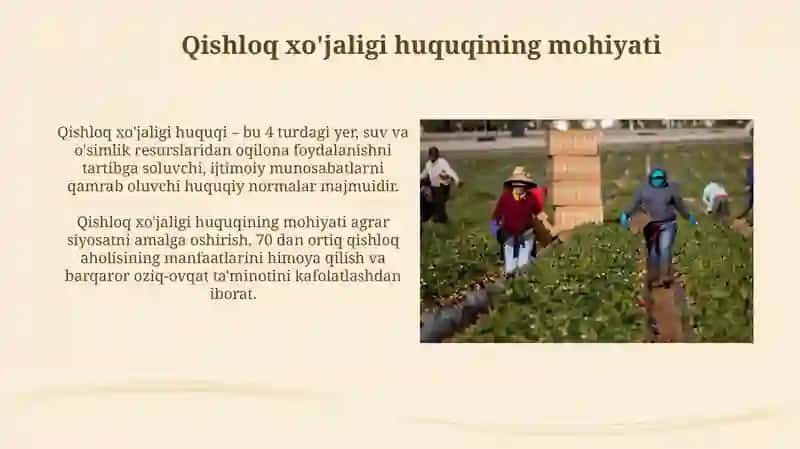 Qishloq xo'jaligi huquqining mohiyati 3