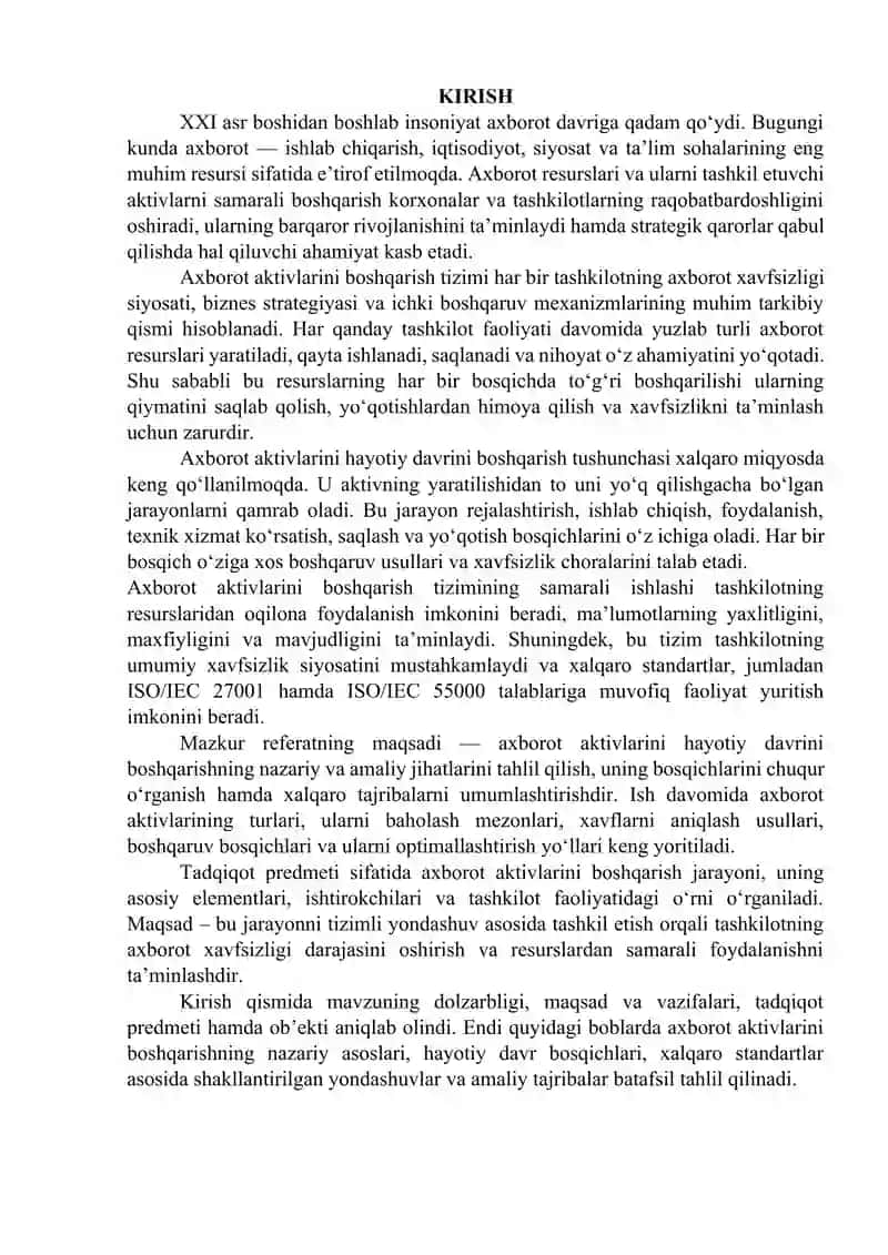 Axborot aktivlarini xayotiy davrini boshqarish jarayoni 3