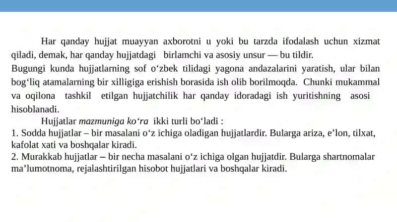 Davlat tilida ish yuritish.Hujjatlar 3