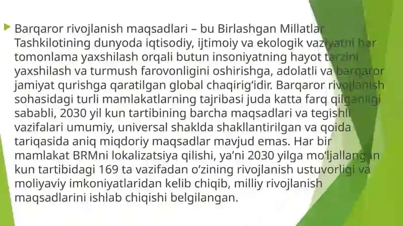 Barqaror Rivojlanish Sari 3
