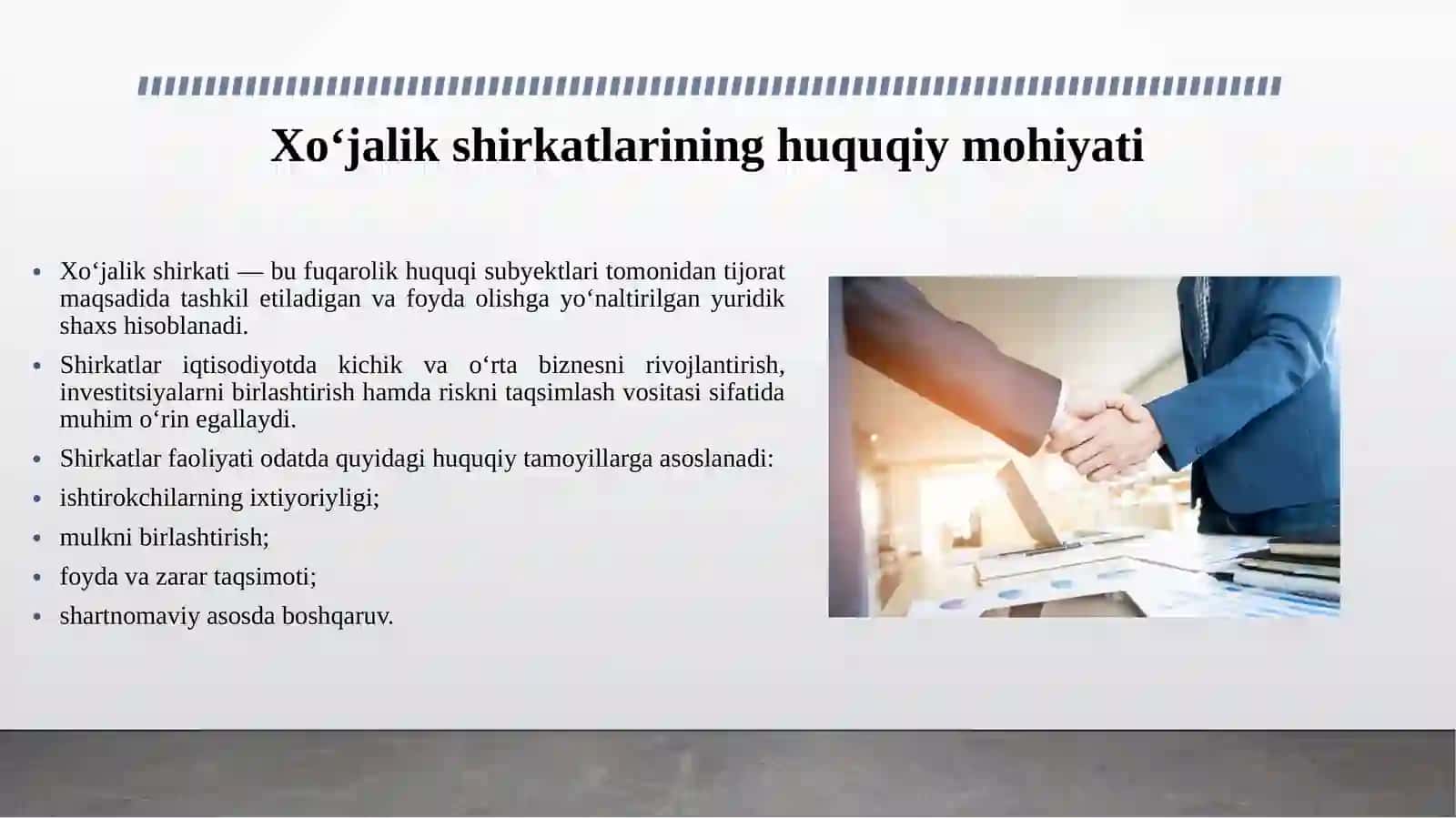 XOʻJALIK SHIRKATLARI.TOʻLIQ SHIRKAT VA KOMANDIT SHIRKAT 3