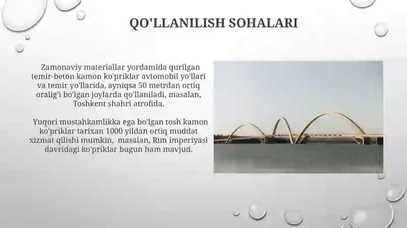Arkali ko’priklarning turlari, konstruksiyasining xususiyatlari va qo’llaniladigan sohalari 3