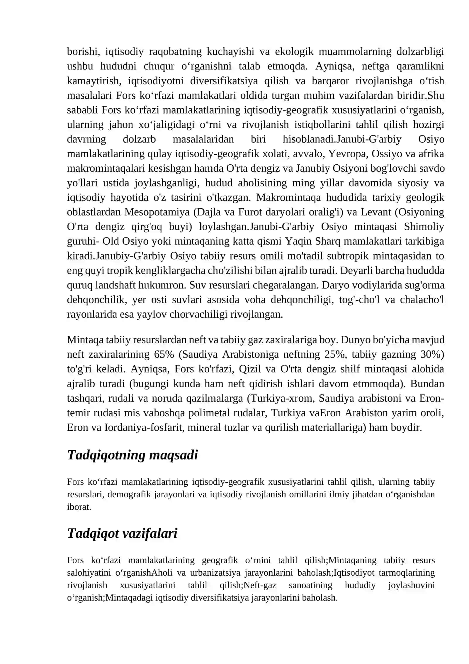 Fors ko‘rfazi mamlakatlarining iqtisodiy-geografik tavsifi 3