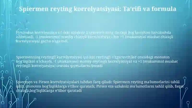 Pirson va Spirmenning korrelyatsion tahlili 3