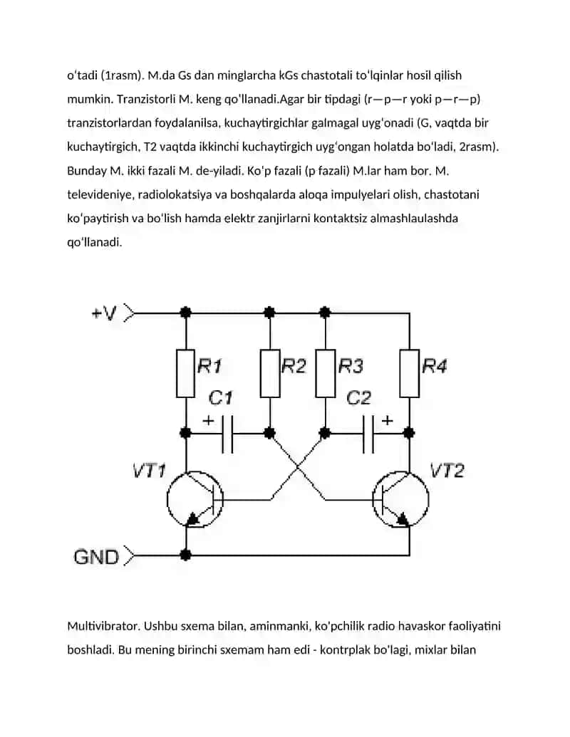 Multvibrator sxemasi va ishlashi 3