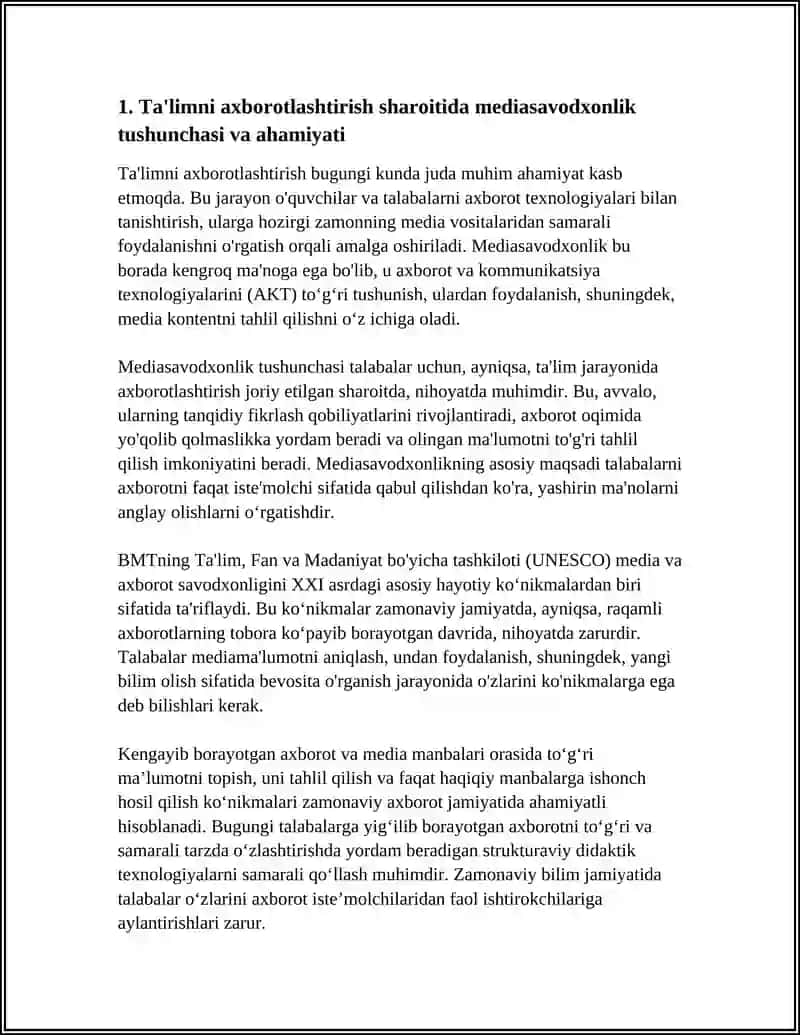 TA’LIMNI AXBOROTLASHTIRISH SHAROITIDA TALABALARDA MEDIASAVODXONLIKNI RIVOJLANTIRISH 3