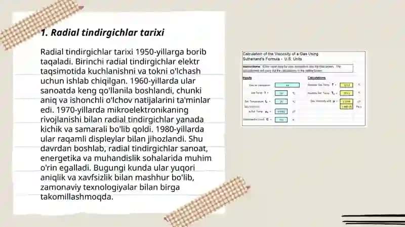 Radial tindirgichlar tarixi 3