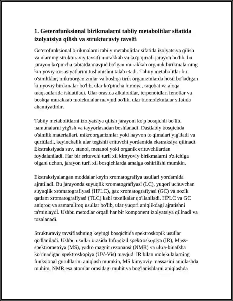 GETEROFUNKSIANAL BIRIKMALAR METOBOLITLAR VA DORIVOR VOSITALAR SIFATIDA 3