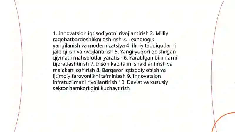 Innovatsiya siyosati: maqsadi, vazifalari, amalga oshirish dastaklari va yoʻnalishlari 3