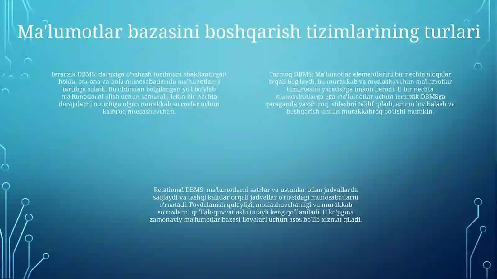Ma’Lumotlar Bazasini Boshqarish Tizimlari Va Ularning Asosiy Turlari 3
