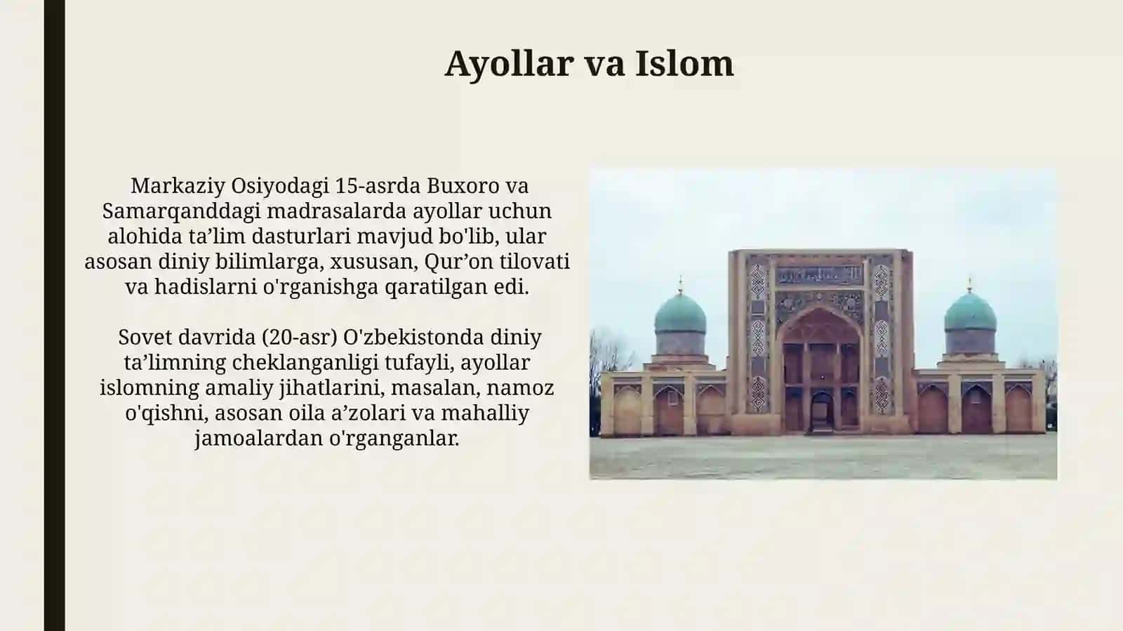 Islomning Markaziy Osiyo mintaqasidagi o'rni va ahamiyati 3