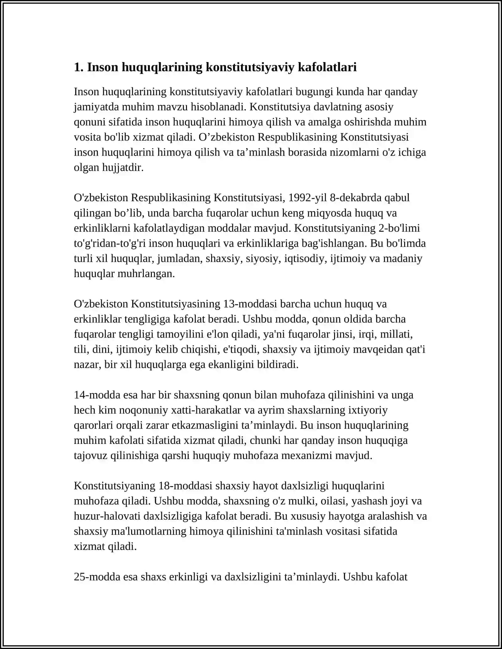 Inson huquqlari va erkinnliklarining kafolatining yaratilishi 3