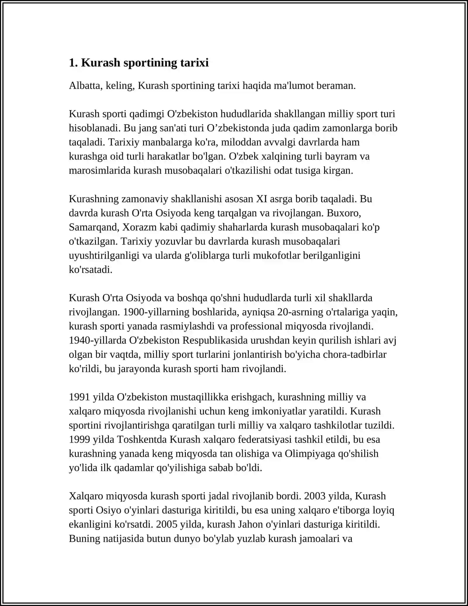 Kurash Sportining Tarixi 3